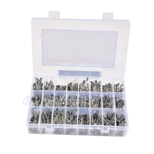 KSOPUERT 630 Stück 24 Werte 10 V 16 V 25 V 50 V Metall-Elektrolytkondensatoren, Sortiertes Sortiment Set, Etikettenkondensatorbereich 0,1 UF – 1000 UF KSOPUERT 630 Stück 24 Werte 10 V 16 V 25 V 50 V Metall-Elektrolytkondensatoren, Sortiertes Sortiment Set, Etikettenkondensatorbereich 0,1 UF – 1000 UF von KSOPUERT