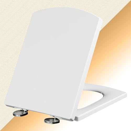 Absenkbare Toilettendeckel Softclose Eckig Klodeckel Antibakterieller Toilettensitze Abnehmbare Rutschfester Easy-Clean Wc Deckel Top-Installation,white-34.5 * 43cm von KSQP