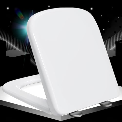 Klodeckel Absenkautomatik Weiß Duroplast Wc Sitz Toilettensitz mit Befestigung Quick Release Softclose Easy-Clean Wc Deckel Top-Installation,white-34 * 45cm von KSQP