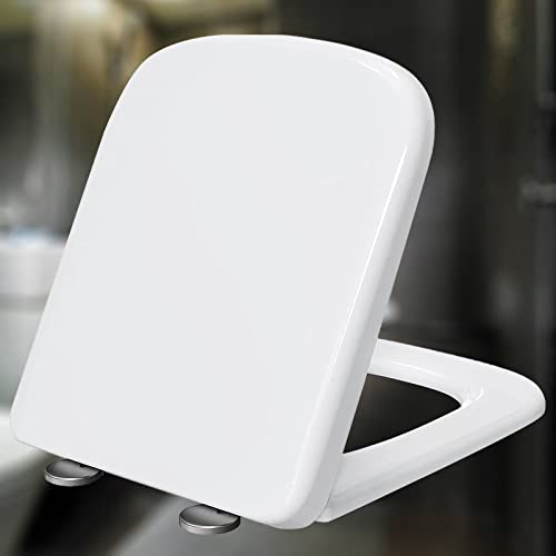 Klodeckel mit Absenkautomatik Softclose Wc Sitz Eckig Eckig Toilettensitz Absenkautomatik Quick Release klobrille Duroplast für Jede Toilette Geeignet ,white-34*45cm Klodeckel mit Absenkautomatik Softclose Wc Sitz Eckig Eckig Toilettensitz Absenkautomatik Quick Release klobrille Duroplast für Jede Toilette Geeignet ,white-34*45cm von KSQP