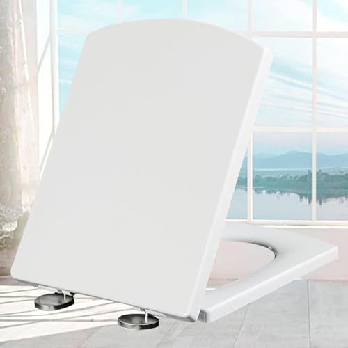 Premium Toilettendeckel Eckig Absenkautomatik Softclose Antibakterielle Klobrille mit Quick Release Funktion Wc Deckel Klodeckel Einfach Befestingung,white-37 * 47cm Premium Toilettendeckel Eckig Absenkautomatik Softclose Antibakterielle Klobrille mit Quick Release Funktion Wc Deckel Klodeckel Einfach Befestingung,white-37 * 47cm von KSQP