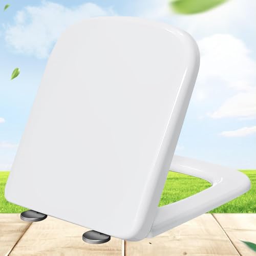 Toilettendeckel Absenkautomatik Weiß Klodeckel Wc Sitz Toilettensitz mit Befestigung Quick Release Softclose Wc Deckel Klodeckel Einfach Befestingung,white-36 * 44cm von KSQP