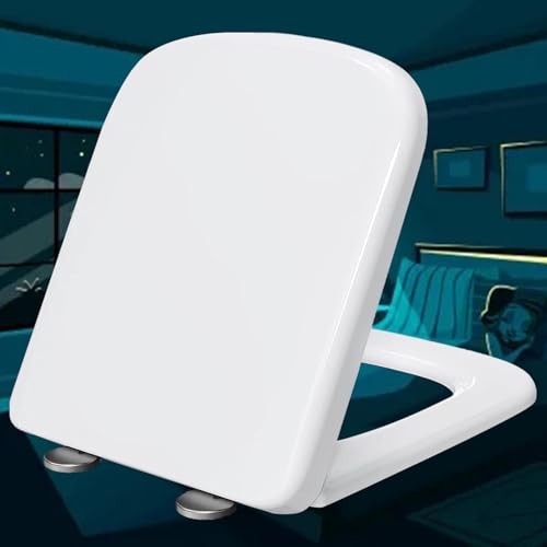Toilettendeckel Absenkautomatik Weiß Klodeckel Wc Sitz Toilettensitz mit Befestigung Quick Release Softclose Wc Sitze mit Verstellbaren Scharnieren,white-34 * 45cm von KSQP