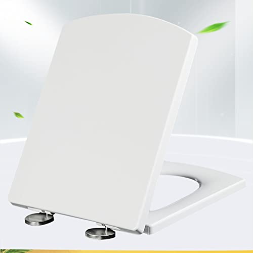Toilettendeckel mit Absenkautomatik Eckig Form Softclose Antibakterieller Toilettensitze Abnehmbare Rutschfester Wc-Sitz Quick Release, Top-Installation,white-37 * 47cm von KSQP