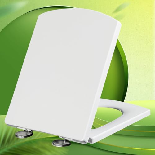 Toilettendeckel mit Absenkautomatik Eckig Form Softclose Toilettensitz mit Befestigung Quick Release Softclose Wc Deckel Stabile QualitäT Einfache Montage,white-37 * 47cm von KSQP