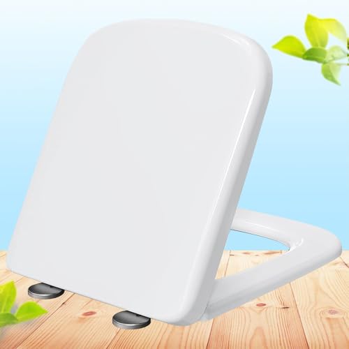Toilettendeckel mit Absenkautomatik WC Sitz Softclose Toilettensitz Antibakterielle und Abnehmbare Klobrille Wc Sitze mit Verstellbaren Scharnieren,white-36 * 44cm Toilettendeckel mit Absenkautomatik WC Sitz Softclose Toilettensitz Antibakterielle und Abnehmbare Klobrille Wc Sitze mit Verstellbaren Scharnieren,white-36 * 44cm von KSQP