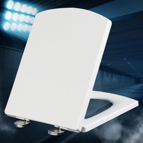 Toilettendeckel mit Absenkautomatik Weiß Abnehmbar Weiß Wc Deckel Toilettensitz mit Absenkautomatik Wc-Sitz Quick Release, Top-Installation,white-34.5 * 43cm von KSQP