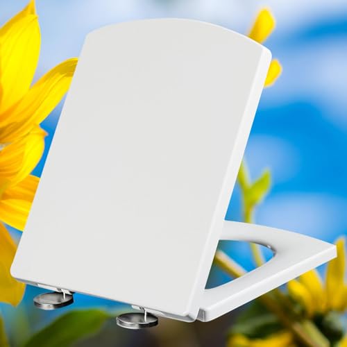 WC Sitz mit Absenkautomatik Toilettendeckel Quick-Release Toilettensitz mit Absenkautomatik Quick Release Verstellbaren Edelstahlscharnieren Klositz,white-34.5 * 43cm WC Sitz mit Absenkautomatik Toilettendeckel Quick-Release Toilettensitz mit Absenkautomatik Quick Release Verstellbaren Edelstahlscharnieren Klositz,white-34.5 * 43cm von KSQP