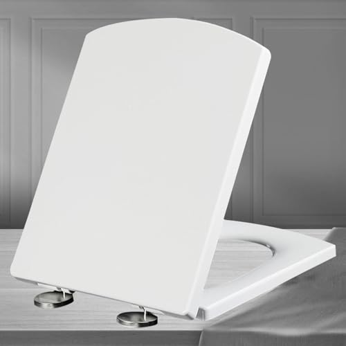 Wc Sitz, Toilettendeckel mit Absenkautomatik Eckig Familien Toilettensitz mit Absenkautomatik Duroplast Klodeckel Einfache Montage Antibakteriell,white-34.5 * 43cm Wc Sitz, Toilettendeckel mit Absenkautomatik Eckig Familien Toilettensitz mit Absenkautomatik Duroplast Klodeckel Einfache Montage Antibakteriell,white-34.5 * 43cm von KSQP