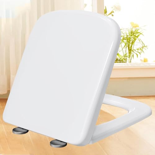 Wc Sitz Toilettendeckel Antibakteriell Absenkautomatik Antibakteriell Toilettensitz mit Verstellbaren Scharnieren Nachhaltiger Wc Deckel Top-Installation,white-36 * 44cm von KSQP