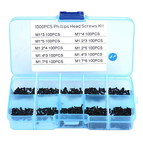 KSTE 1000pcs kleine Schrauben Kreuzkopfblechschrauben Sortiment Kit M1 M1.2 M1.4 M1.7 KSTE 1000pcs kleine Schrauben Kreuzkopfblechschrauben Sortiment Kit M1 M1.2 M1.4 M1.7 von KSTE