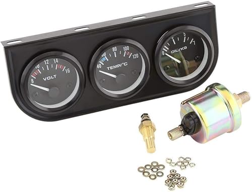KSTE Wassertemperaturanzeige Auto Voltmeter, 52mm Triple-Gauges 3 in 1 Voltmeter + Wassertemperaturanzeige + Öldruckmesser w/Sensor for Auto-LKW von KSTE