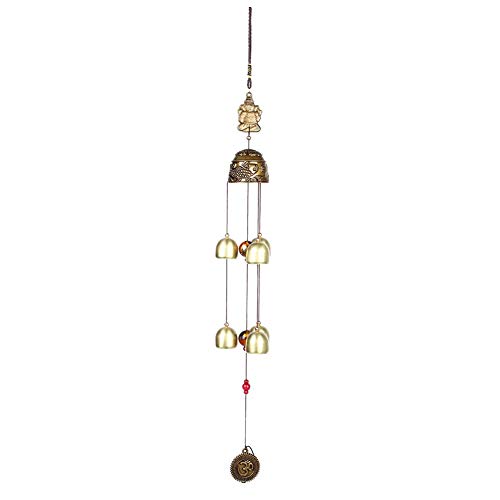 KSTE Windspiele, Vintage Glocke- Vintage Blätter Elephant Auspicious Hanging Ornament, viel Glück Feng Shui Bronze Farbe Glocken, Windspiele China Home Decor (Farbe : Leaves) von KSTE
