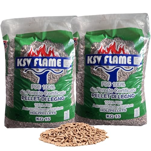 30kg KSV FLAME Buchen-Pellets für BBQ, Smoker, Räucherofen, Grill, Pizzaofen | Smoker-Granulat | Grillpellets von KSV FLAME