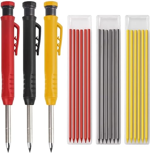 Mechanische Tischlerbleistifte-Set, solide tiefe Löcher, Holzbearbeitungsstifte, Markierungswerkzeuge, eingebaute verlängerte Spitzspitze für Bauarbeiter, Metallarbeiten, Schweißer, Klempner, Rahmen Mechanische Tischlerbleistifte-Set, solide tiefe Löcher, Holzbearbeitungsstifte, Markierungswerkzeuge, eingebaute verlängerte Spitzspitze für Bauarbeiter, Metallarbeiten, Schweißer, Klempner, Rahmen von KSVS