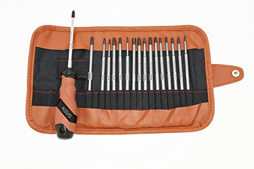 Schraubendreher Set 18 in 1 Magnetische Schraube Fahrer Bits, Mit Austauschbaren Klingen Set, 18 stück Werkzeuge in Kompakte Roll-Up Scroll Tuch Abdeckung Set von KSVS