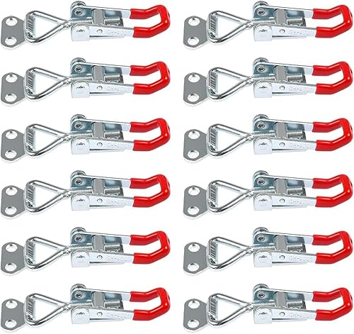 Toggle Catch Latches, Metall-Kipp klemme, 100kg/220lbs, verstellbare Kippklemme, Heavy-Duty-Handwerkzeug-Schnell spanner, GH-4001 Tür-Schrank-Kasten-Kofferraum-Koffer-Rauchs chlag scheibe (12 PCS) von KSVS