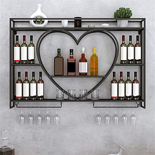 KSWBD Wandmontierte Metallweinregal, Weinflasche und Glaseisenausstellungsständer, moderner Weinhalter mit Regalen für stilvolle Weinaufbewahrung von KSWBD