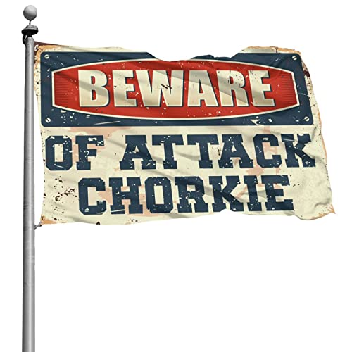 Cave Beware Of Attack Chorkie Flag College Room Herrengarage Zubehör - Zimmerzubehör für Männer (60 x 90 cm) von KSXS