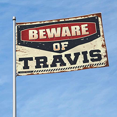 College-Zimmer-Schild mit Aufschrift "Beware Of Travis", lustiges Geschenk für Boss, Jungen, Schlafzimmer-Dekoration (60 x 90 cm) von KSXS