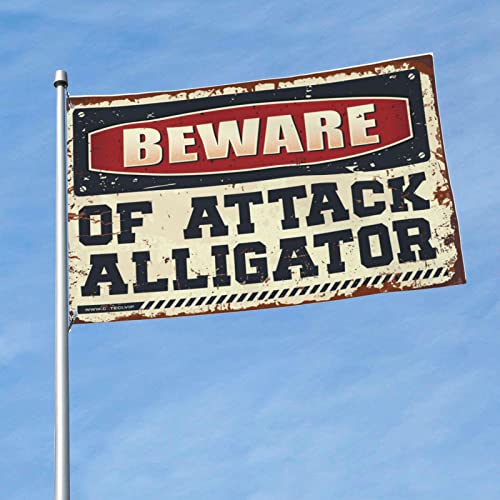 Dekoration für Zuhause, Bar, Beware Of Attack, Alligator-Flagge, Männerhöhle, Dekoration, Schlafzimmer-Dekoration (30 x 45 cm) von KSXS