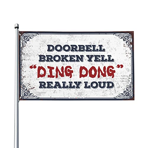 Flagge für Zimmer, Mädchen, Türklingel, gebrochener Schrei, Ding Dong, wirklich laut, Flagge für Schlafsäle, lustige Schlafzimmer-Dekoration (60 x 90 cm) von KSXS