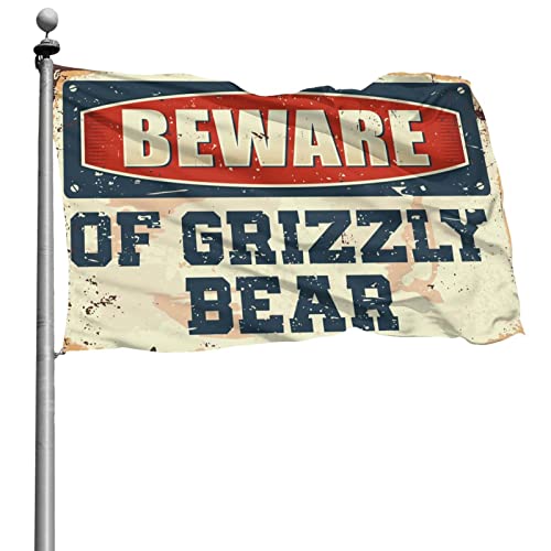 Flaggen für Jungenzimmer, Vorsicht vor Grizzlybär-Flagge, Flaggen für Mädchenzimmer, lustige Küchendekoration (120 x 180 cm) von KSXS