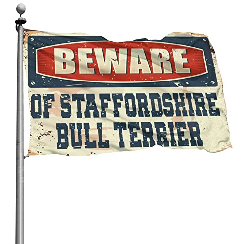 Flaggen für Jungenzimmer, Vorsicht vor Staffordshire Bullterrier, Flagge für Mädchen, Poolzubehör (30 x 45 cm) von KSXS