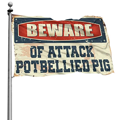 Flaggen für Mädchenzimmer, Aufschrift "Beware Of Attack", Schweine-Flagge, Herrendekoration, WC-Dekoration (120 x 180 cm) von KSXS
