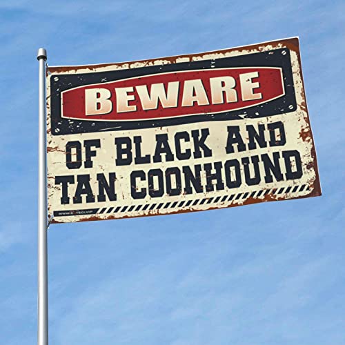 Gym-Flagge, Aufschrift "Beware Of Black And Tan Coonhound", Gartenflagge, lustige kleine Flaggen (60 x 90 cm) von KSXS