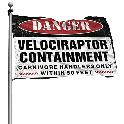 Herren-Höhlendekoration, Gefahr, Velociraptor, Eindämmungsflagge, für Herren, Sachen für Ihr Zimmer (60 x 90 cm) von KSXS