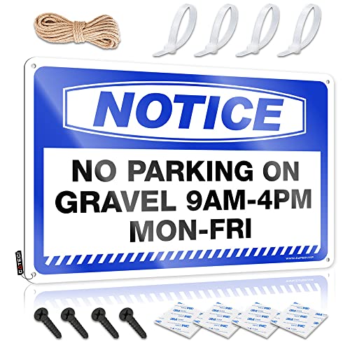 KSXS Blechschild, lustiges Hinweisschild "No Parking On Gravel", 9 - 16 Uhr, Montageschild, Barschilder für Zuhause, Bar, Wand, Garage, Blechschild (30 x 40 cm) von KSXS