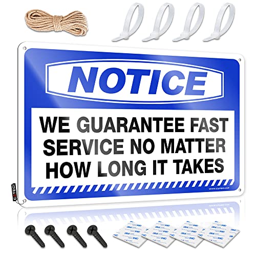 KSXS Blechschild mit Aufschrift "Bar Man Cave Decor Notice We Guarantee Fast Service No Matter How Long It Takes" (30 x 40 cm) von KSXS