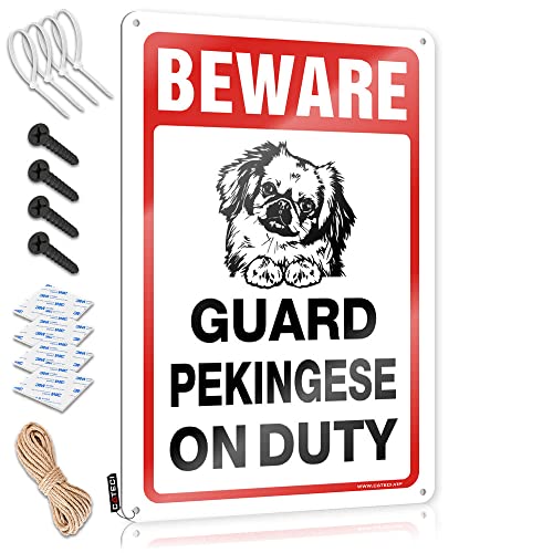 KSXS Blechschild mit Aufschrift "Men Cave Decor Beware! Guard Pekingese On Duty", Raumschilder für Schlafzimmer, Bar, Spiegel für Männerhöhle, 30 x 40 cm von KSXS