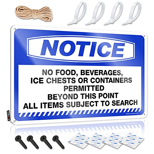 KSXS Blechschild mit Aufschrift "No Food Beverages Ice Chests Or Containers Permitted Beyond This Point" (in englischer Sprache), Barschild, Heimdekoration, Warnschild (20 x 30 cm) von KSXS