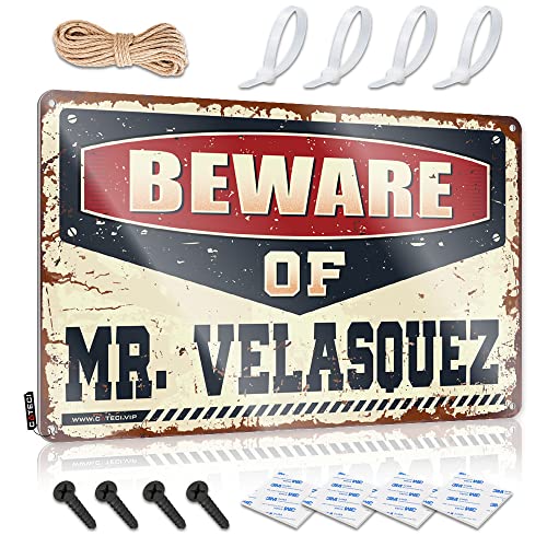 KSXS Garagen-Blechschild "Beware of Mr. Velasquez", Metall-Blechschild, Retro-Blechschild, Wanddekoration, 30 x 40 cm KSXS Garagen-Blechschild "Beware of Mr. Velasquez", Metall-Blechschild, Retro-Blechschild, Wanddekoration, 30 x 40 cm von KSXS