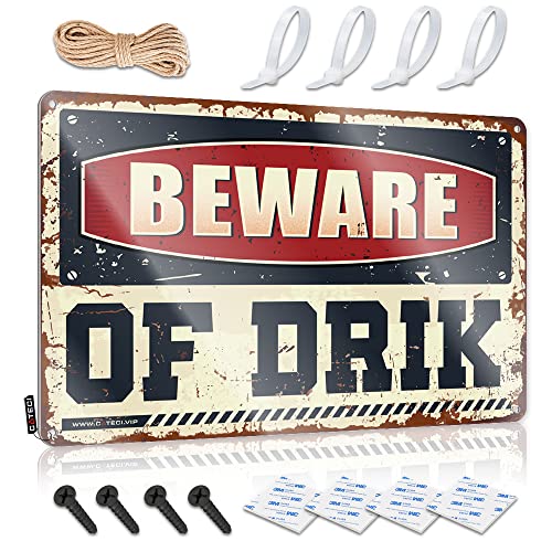 KSXS Lustiges sarkastisches Metall-Blechschild für Badezimmer, Vorsicht vor dem Drik, lustiges Männerhöhlenschild, Barzubehör für Männerhöhle, 30 x 40 cm von KSXS