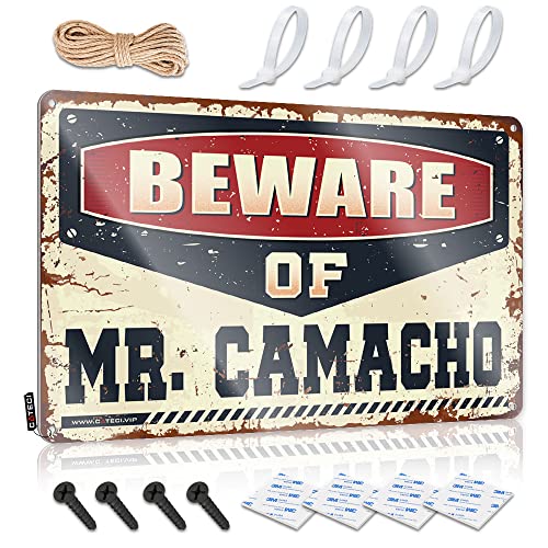 KSXS Man Cave Signs and Decor Beware of Mr. Camacho Blechschild Warnschild Lustiges Bierschild (30 x 40 cm) von KSXS