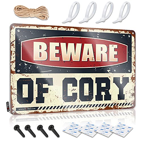 KSXS Man Cave Signs for Men Beware of Cory Blechschild Höhle Türschild Männerhöhle Blechschild (20 x 30 cm) von KSXS