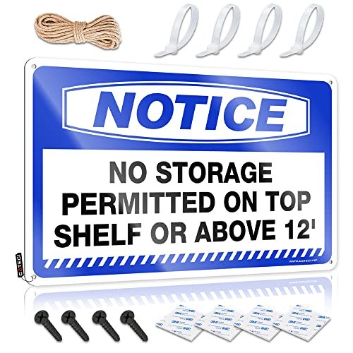 KSXS Metall-Blechschild, Wanddekoration, Aufschrift "No Storage Permitted On Top Shelf Or Above 30.5 cm, Retro-Blechschilder, Pool-Zonen-Blechschild (30 x 40 cm) von KSXS
