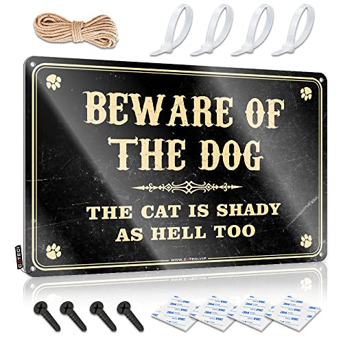 KSXS Metall-Blechschild mit Aufschrift "Beware of Dog The Cat is Shady As Hell Too", Retro-Blechschild, Pool-Zone, Blechschild (30 x 40 cm) von KSXS