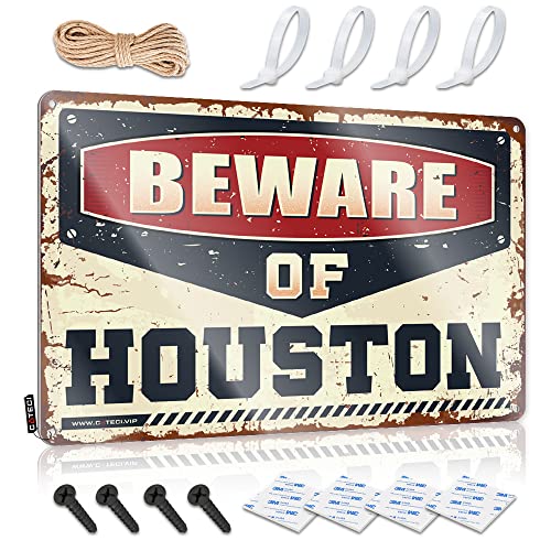 KSXS Retro Signs Beware of Houston Blechschild, lustiges Schild für Garage, Bar, Schlafsaal, Türschild (30 x 40 cm) von KSXS