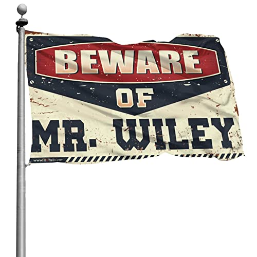 Lustige Gartenflaggen, Aufschrift "Beware Of Mr. Wiley", für Jungen, Bierdekorationen für Männerhöhle, 120 x 180 cm von KSXS