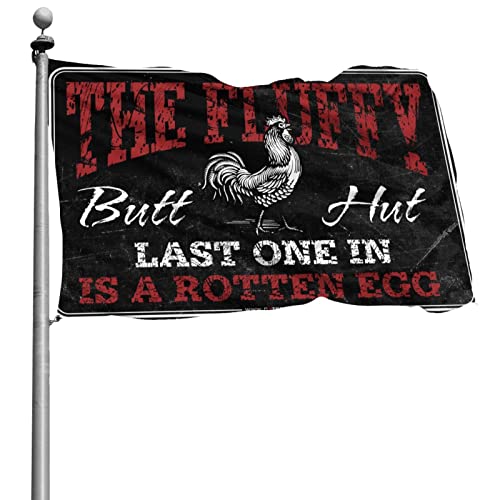 Männerhöhlen-Dekoration, Hühnerstall-Schild, "The Fluffy Butt Hütte Last One In Is A Rotten Eg", Flagge, Jungen, Schlafzimmer, Heimdekoration, Herren (120 x 180 cm) von KSXS