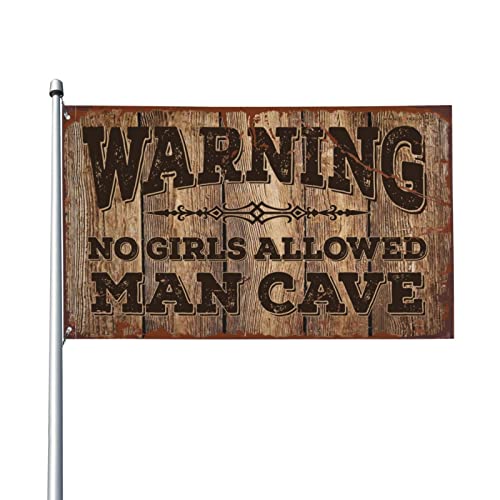 Männerhöhlendekoration und Zubehör Warnung! Man Cave No Girls Allowed Flagge Windsäcke Outdoor Flaggen für draußen (60 x 90 cm) von KSXS