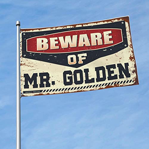 Niedliche Flaggen für Teenager-Mädchen-Zimmer, Vorsicht vor Mr. Goldene Flagge, Herren, coole Flaggen, Zimmer-Jungs (152 x 244 cm) von KSXS