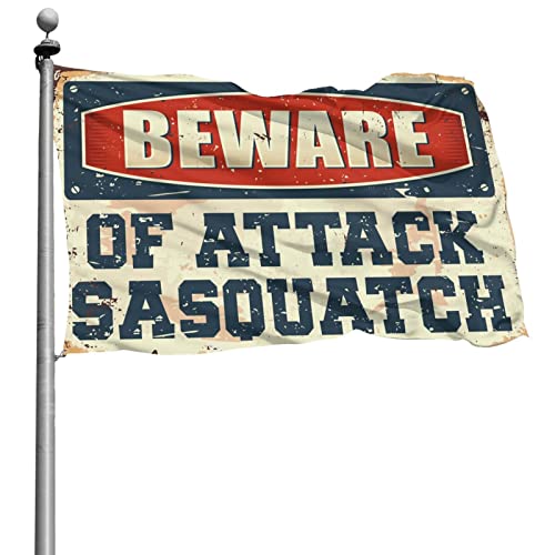 Raumflaggen für Teenager, Vorsicht vor Angriff, Sasquatch-Flagge, Männerhöhlen-Dekoration, Pool-Dekoration (60 x 90 cm) von KSXS