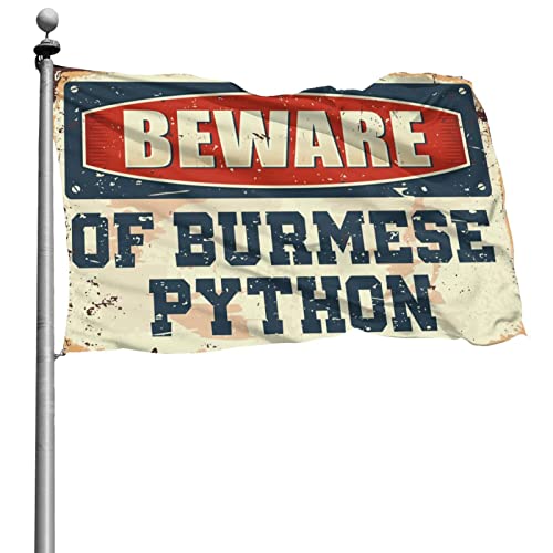 Schlafsaal-Flaggen für Jungs, Vorsicht vor birmanischer Python-Flagge, für Zimmer, Mädchen, Herbst-Hof-Dekoration (120 x 180 cm) von KSXS