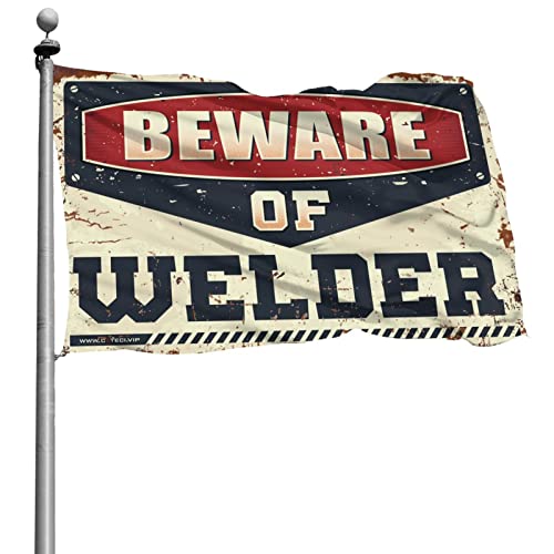 Vintage-Bar-Dekoration, Vorsicht vor Schweißer, Flagge, Bar, Dekoration für Zuhause, Frühling, Garten, Flagge (152 x 244 cm) von KSXS