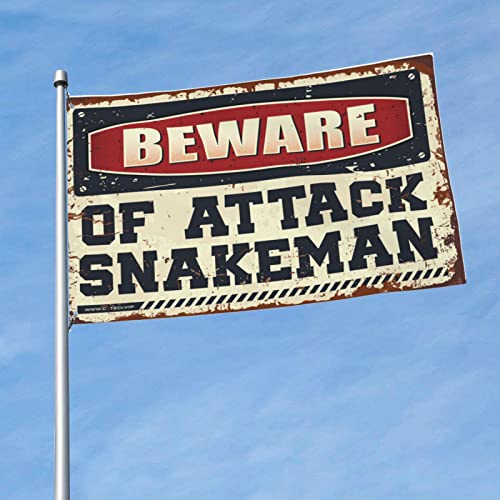 Wanddekoration für Studentenwohnheim, Aufschrift "Beware Of Attack", Schlangenmann-Flagge, College-Zimmer-Schild, Vintage-Bar-Dekoration (120 x 180 cm) von KSXS